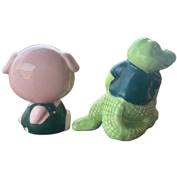 Set of 2 VINTAGE Alligator and Pink Pig Ceramic Collectible Figurines (READ) - Picture 2 of 15
